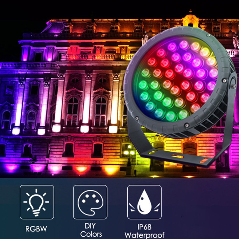 Round Floodlight Outdoor IP65 Waterproof RGBW LED DMX512 Building Villa Courtyard Project Landscape Lighting Color Floodlight