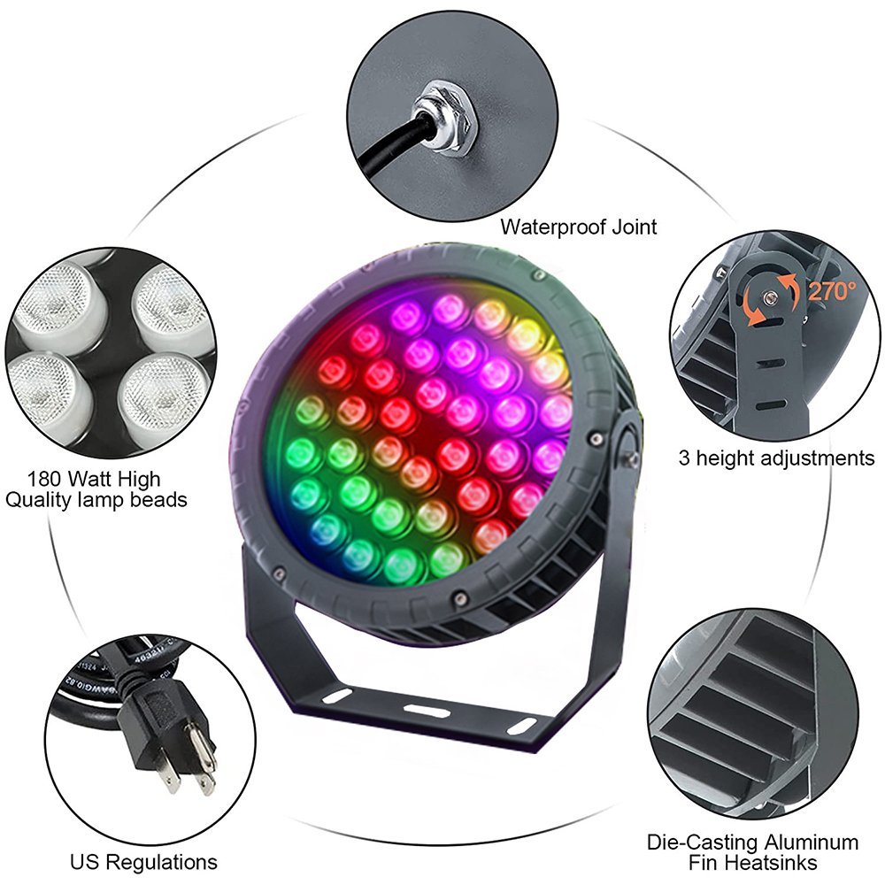 Round Floodlight Outdoor IP65 Waterproof RGBW LED DMX512 Building Villa Courtyard Project Landscape Lighting Color Floodlight
