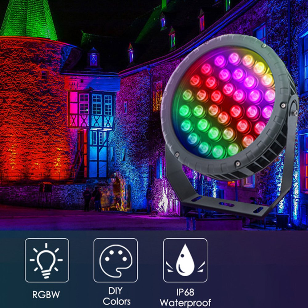 Round Floodlight Outdoor IP65 Waterproof RGBW LED DMX512 Building Villa Courtyard Project Landscape Lighting Color Floodlight