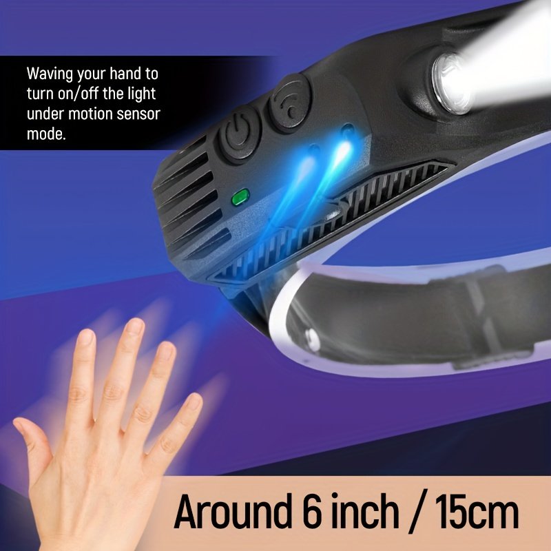 Rechargeable Waterproof COB Headlamp LED Camping Fishing Flashlight Search Light