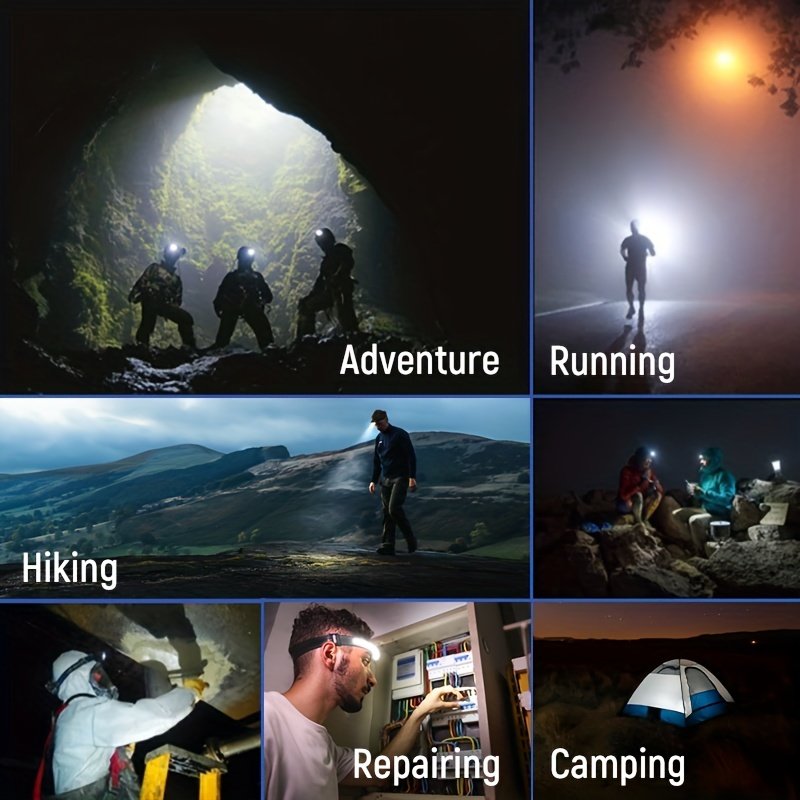 Rechargeable Waterproof COB Headlamp LED Camping Fishing Flashlight Search Light