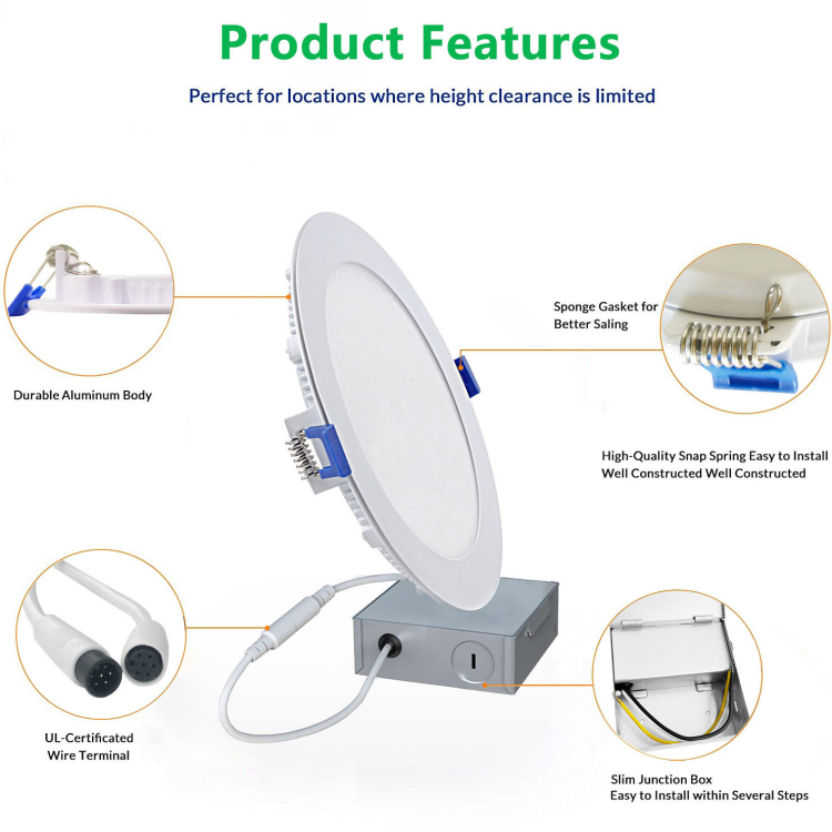 Led Recessed Downlight Led Panel Light Round Pot Light Downlight with Junction Box Led Down Light