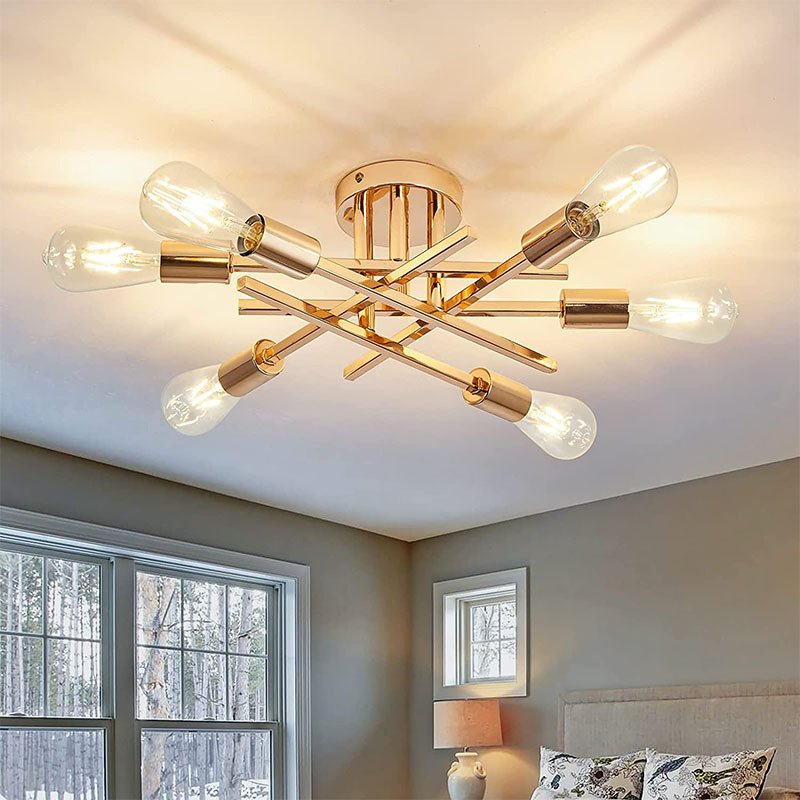 E27 E26 Ceiling Lamp Retro Iron Art Modern Round Multiple Rod Iron Led Dining Room Lights Low Chandeliers Ceiling Light Led Lamp