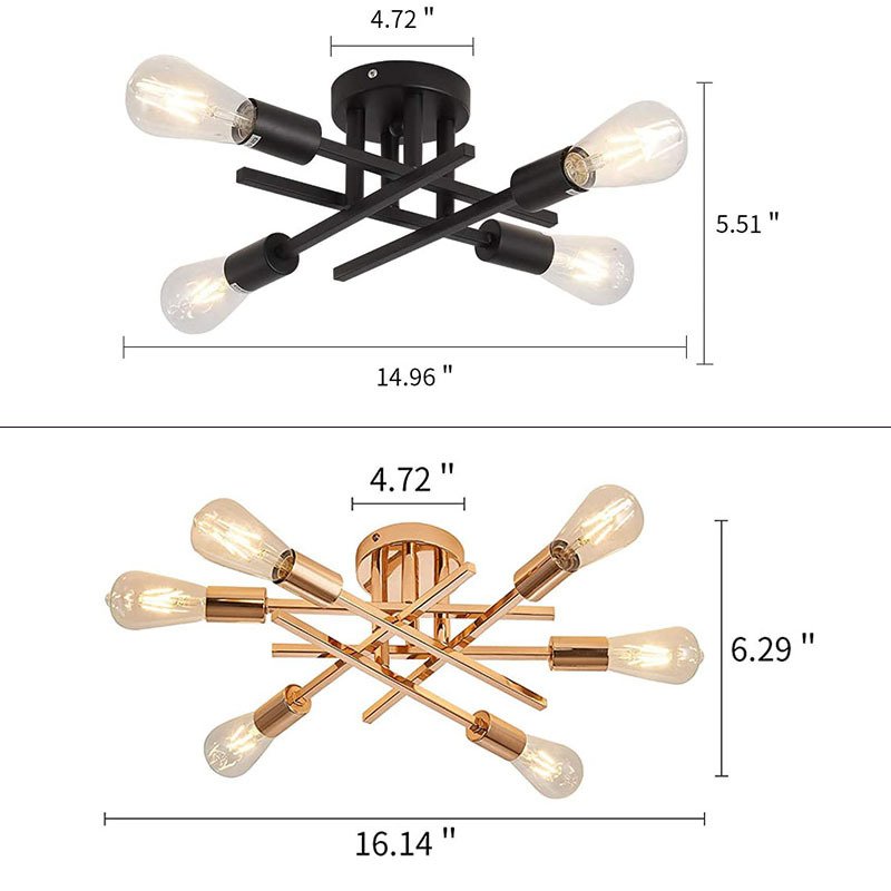 E27 E26 Ceiling Lamp Retro Iron Art Modern Round Multiple Rod Iron Led Dining Room Lights Low Chandeliers Ceiling Light Led Lamp