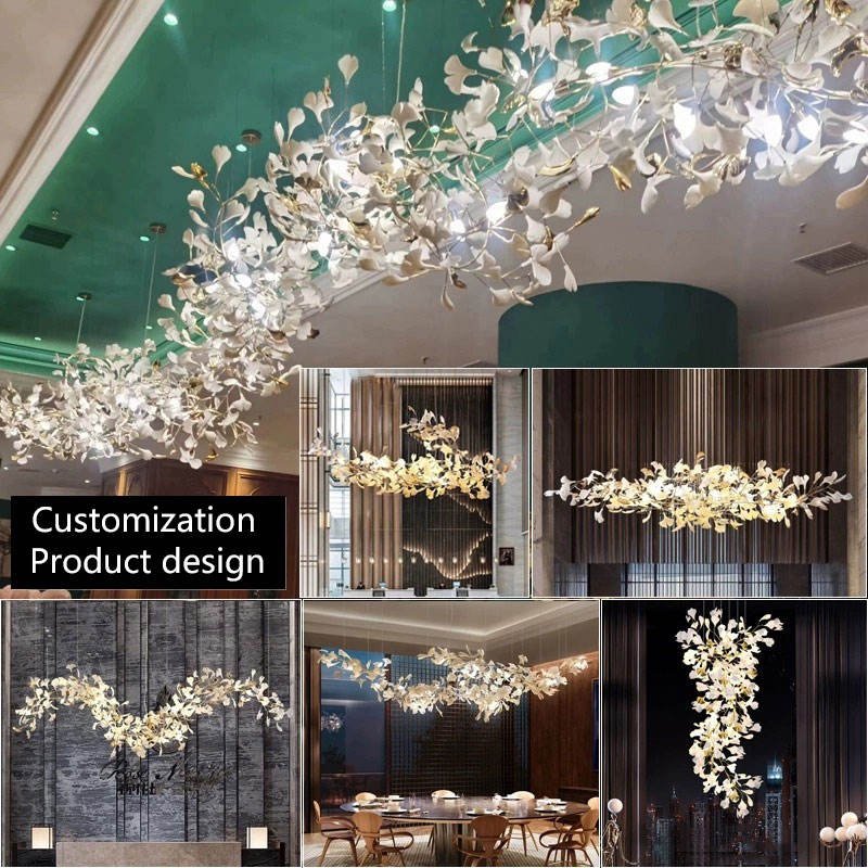 Custom Hotel Villa White Flower Chandelier Ceiling Light Entryway Sraircase Chandelier High Ceiling Large Hotel Chandelier
