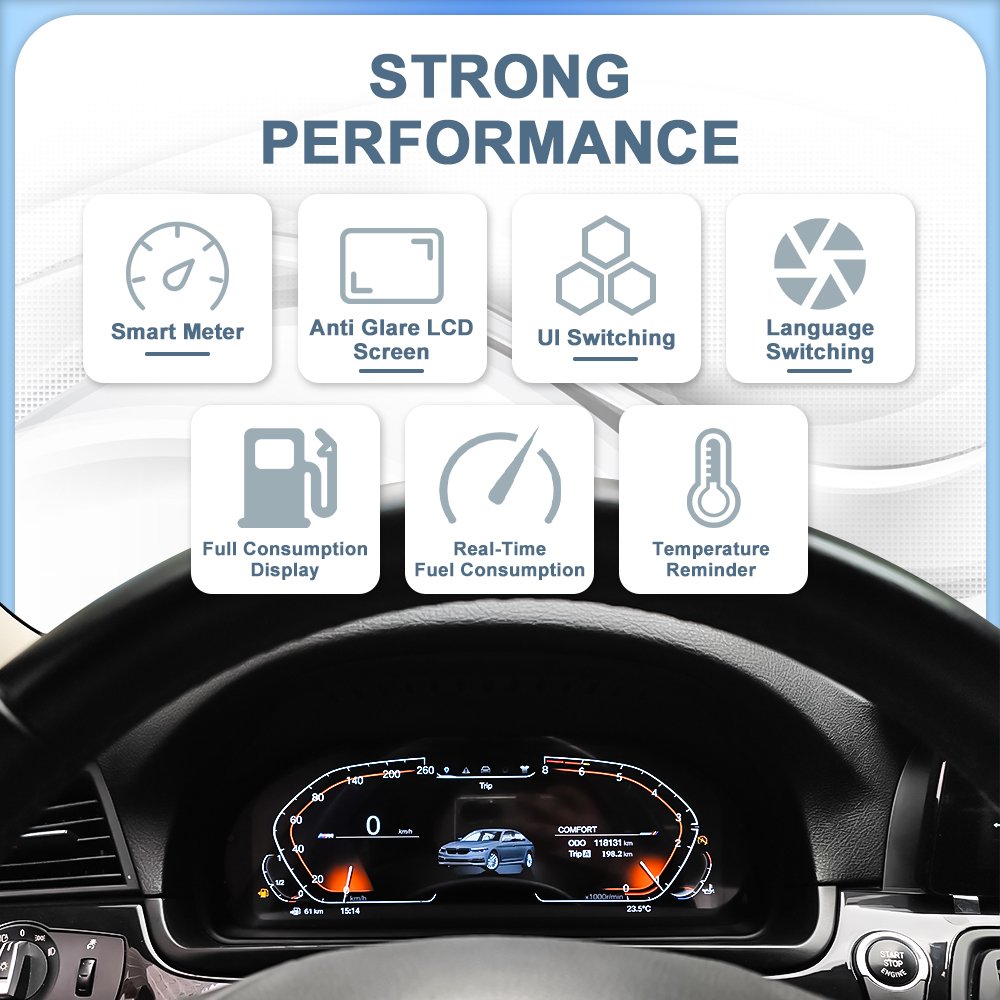 Navihua New Upgrade Car Digital Cluster LCD Dashboard Linux System Plug and Play Auto Speedometer for BMW 5/6/7 Series X3 X4 X5
