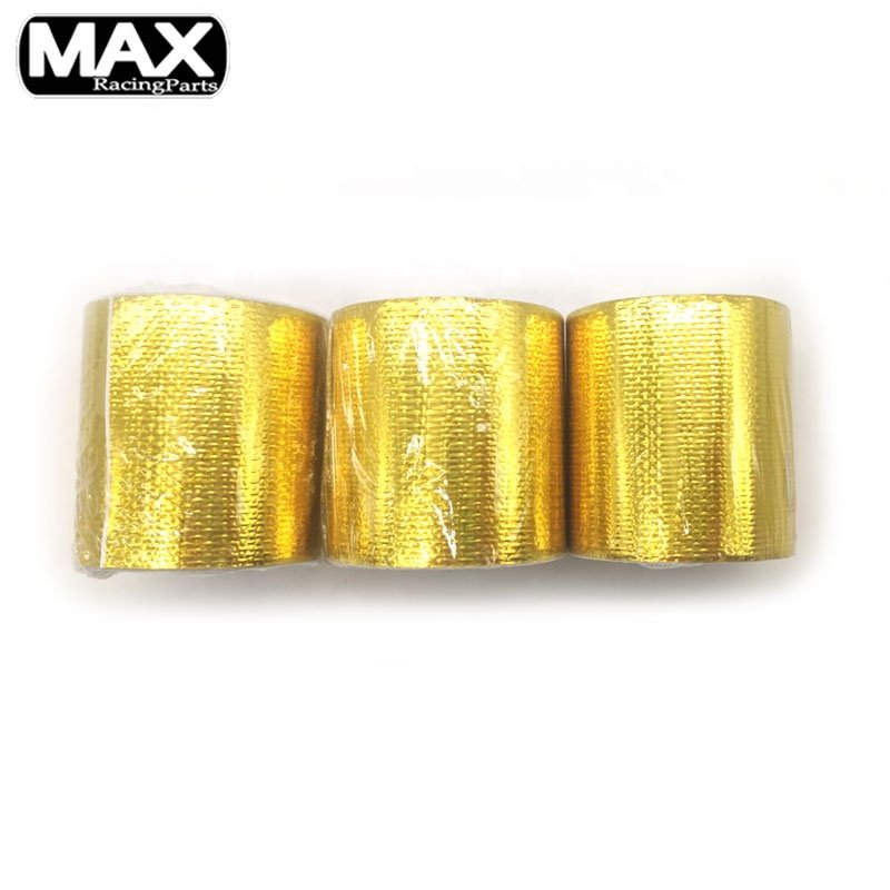 5 /10/15/25 Meters Take Tube Heat Thermal Insulation Gold Aluminium Fiberglass Reflective Adhesive Exhaust Wrap Tape Heatshield