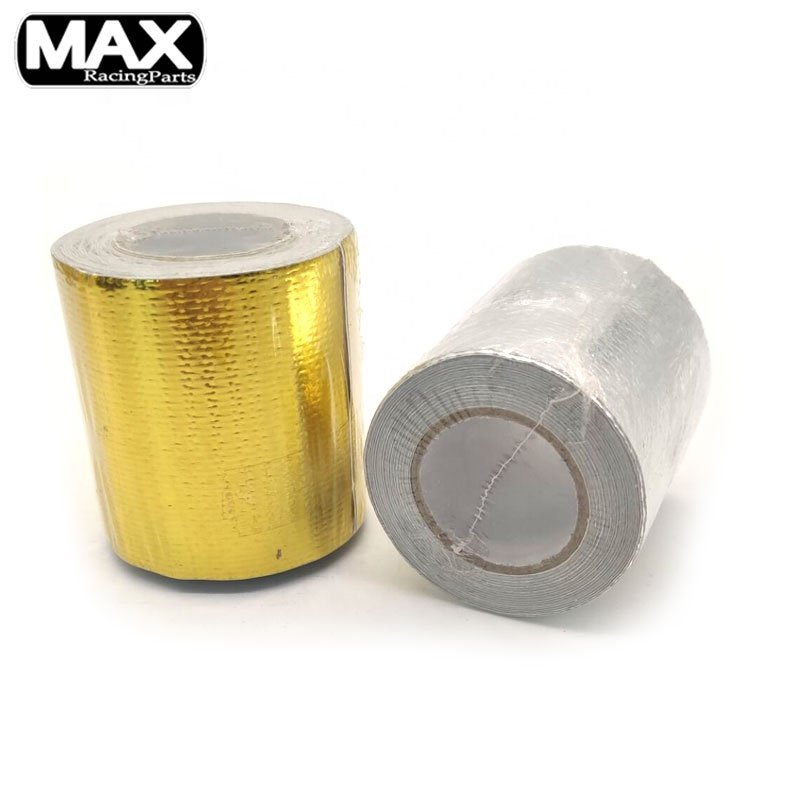 5 /10/15/25 Meters Take Tube Heat Thermal Insulation Gold Aluminium Fiberglass Reflective Adhesive Exhaust Wrap Tape Heatshield