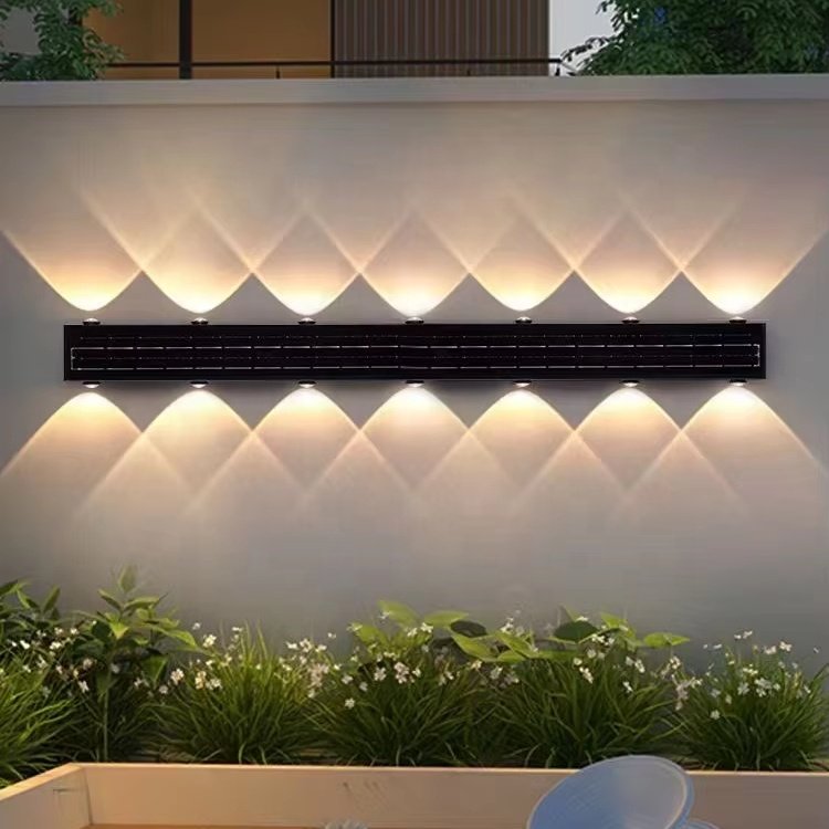 New Solar Wall Lamp with up and Down Illumination 6W9W12W24W36W Wall Lamp Outdoor Water Proof IP65 Corridor Light