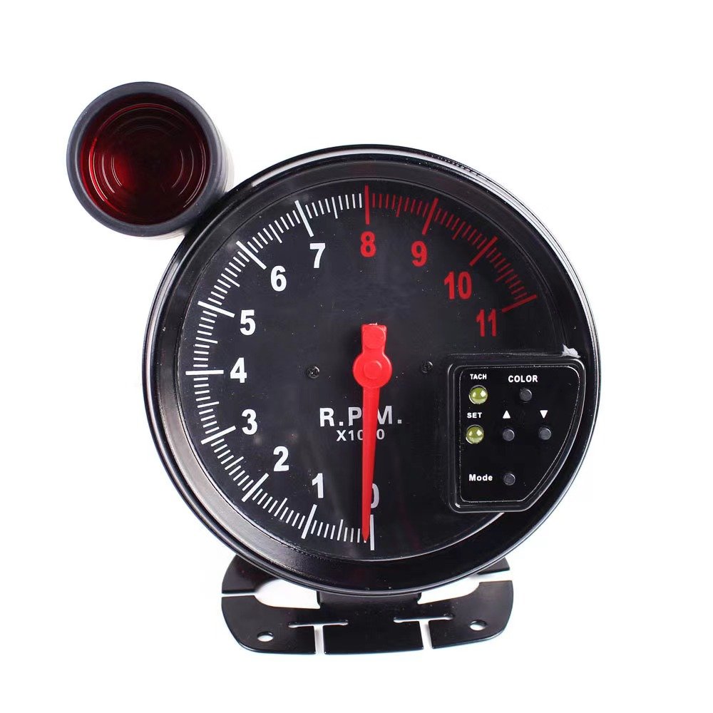Best Quality 5 "Seven Color Black 0-11000 Rpm Tachometer Led Car Instrument 12V Racing Car Motorcycle Modification for Sale