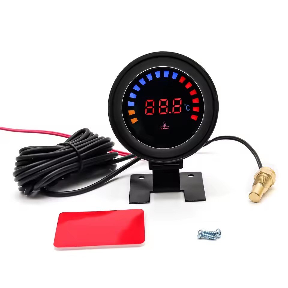 52mm Water Temperature Gauge with Sensor Water Temp Meter Adaptor Joint Pipe Radiator 26-40mm for Gasoline Diesel Car 12V24V