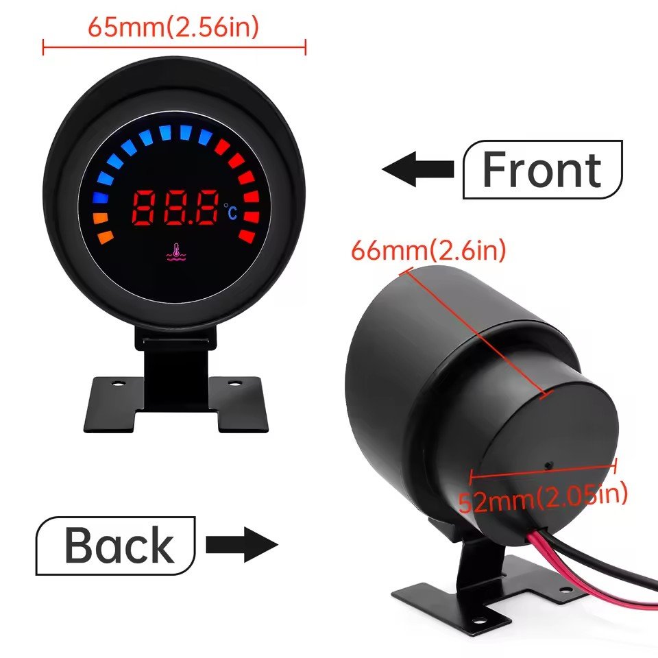 52mm Water Temperature Gauge with Sensor Water Temp Meter Adaptor Joint Pipe Radiator 26-40mm for Gasoline Diesel Car 12V24V