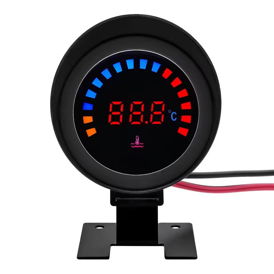 52mm Water Temperature Gauge with Sensor Water Temp Meter Adaptor Joint Pipe Radiator 26-40mm for Gasoline Diesel Car 12V24V