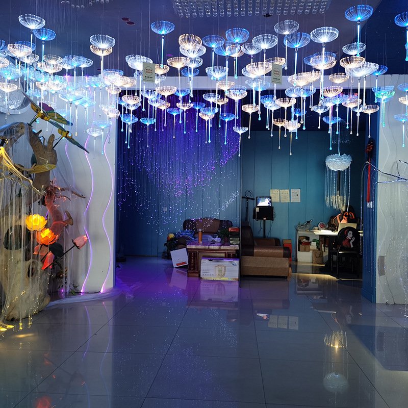Led Christmas RGB Colorful Fiber Optic Dandelion Pendant Light 12V Garden Landscape Decoration DIY Fiber Optic Jellyfish Lamp