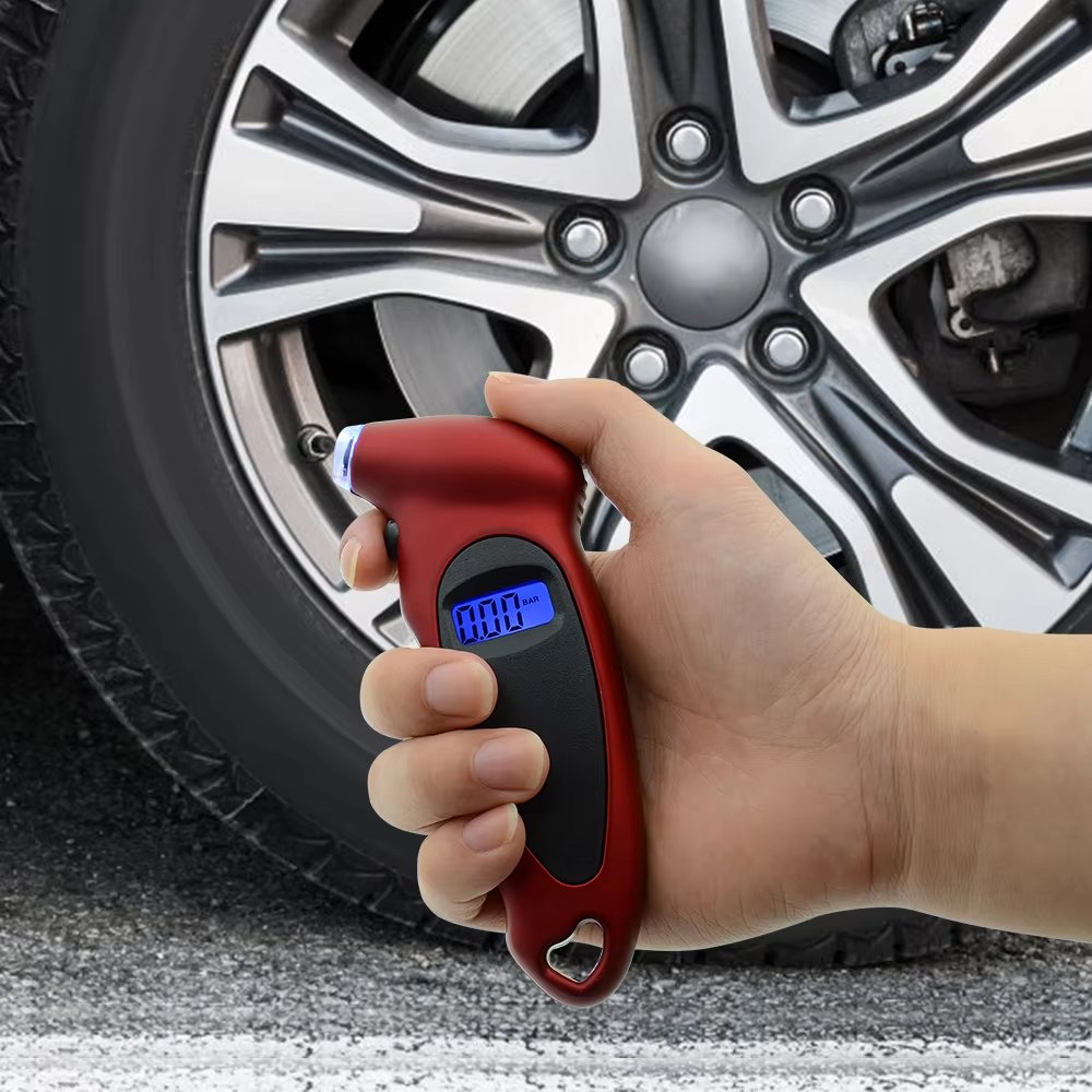LC701 Promotion Tool Customized Logo Packing Digital Tire Air Pressure Gauge Auto Meter for Truck Car Bike Tester Tyre Gauge