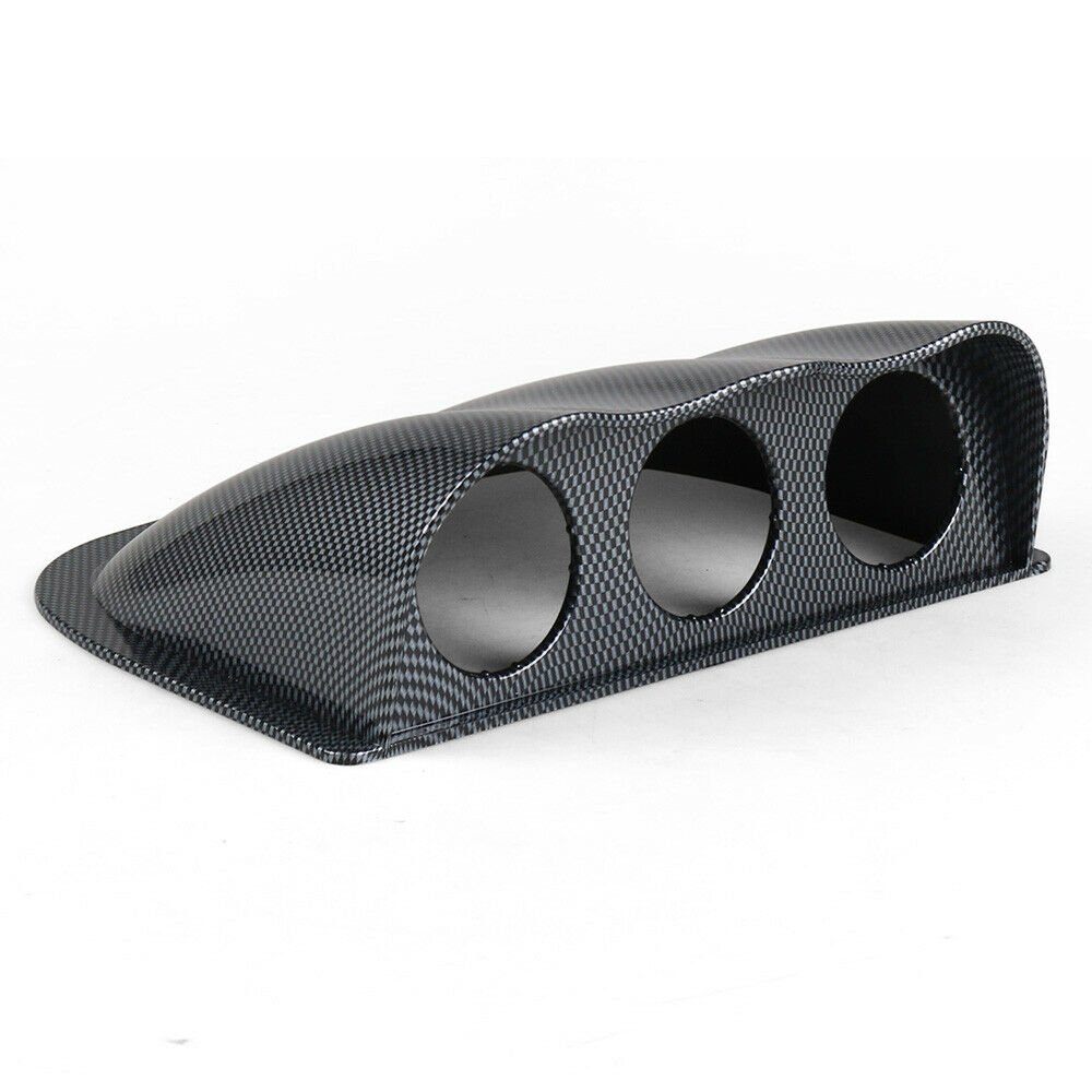 Ramainer 52mm Car Carbon Fiber Print Triple Dash Gauge Meter Pod 3 Hole Dashboard Mount Holder Cup Racing Gauge Holder Black