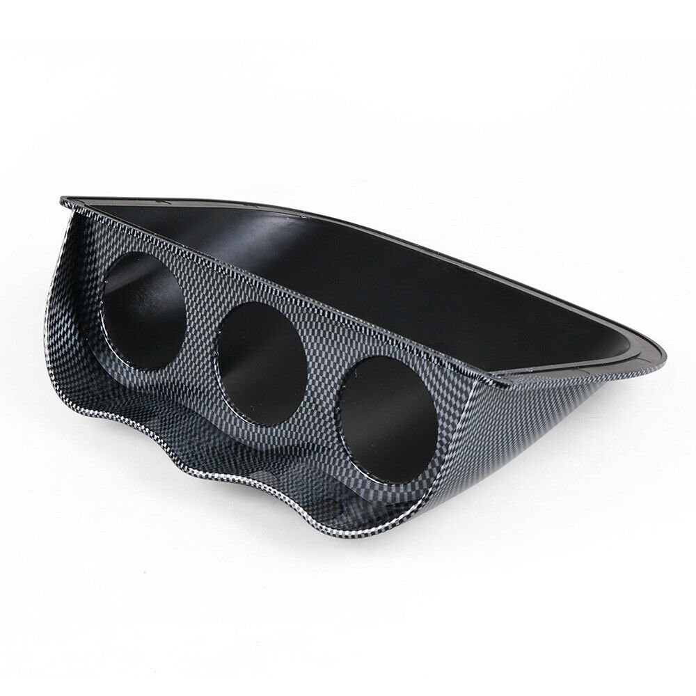 Ramainer 52mm Car Carbon Fiber Print Triple Dash Gauge Meter Pod 3 Hole Dashboard Mount Holder Cup Racing Gauge Holder Black