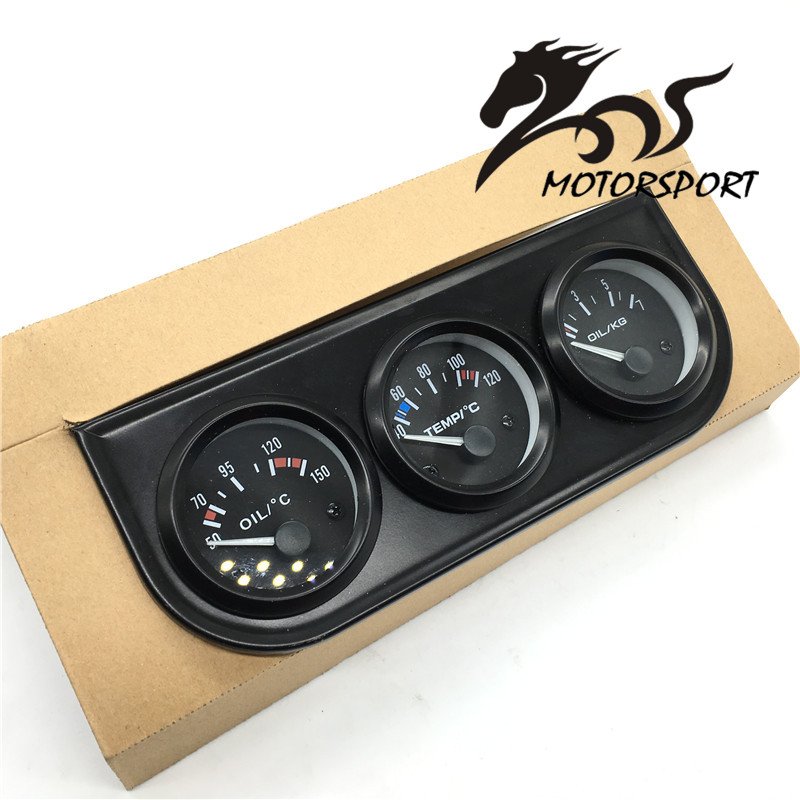 52mm Triple Kit Oil Temp Gauge Water Temp Gauge Temperature Oil Pressure Gauge Sensor 3in1 Car Meter