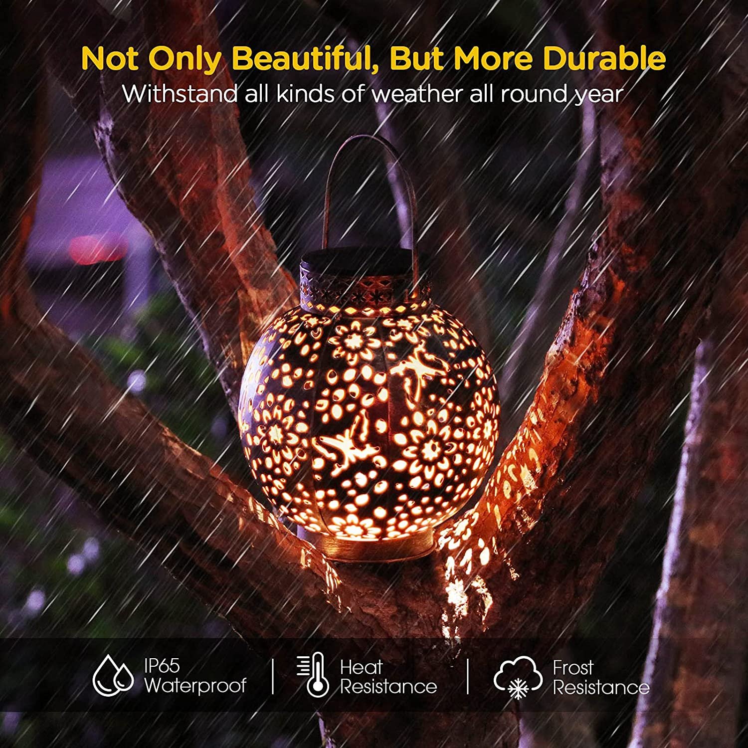 Outdoor Solar Hanging Lantern Lights Waterproof Table Top Solar Lanterns LED Metal Decorative Garden Solar Light for Garden Yard