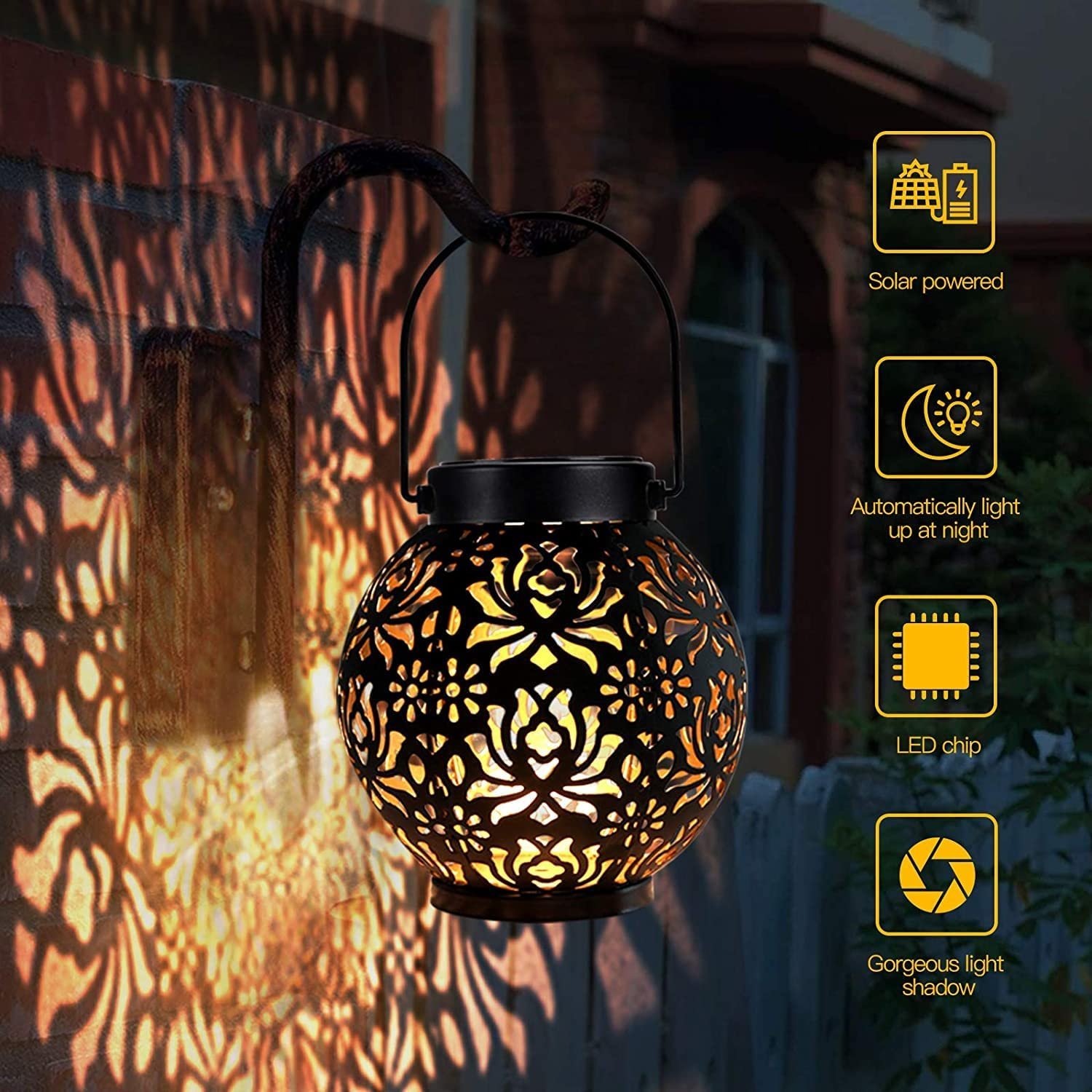 Outdoor Solar Hanging Lantern Lights Waterproof Table Top Solar Lanterns LED Metal Decorative Garden Solar Light for Garden Yard