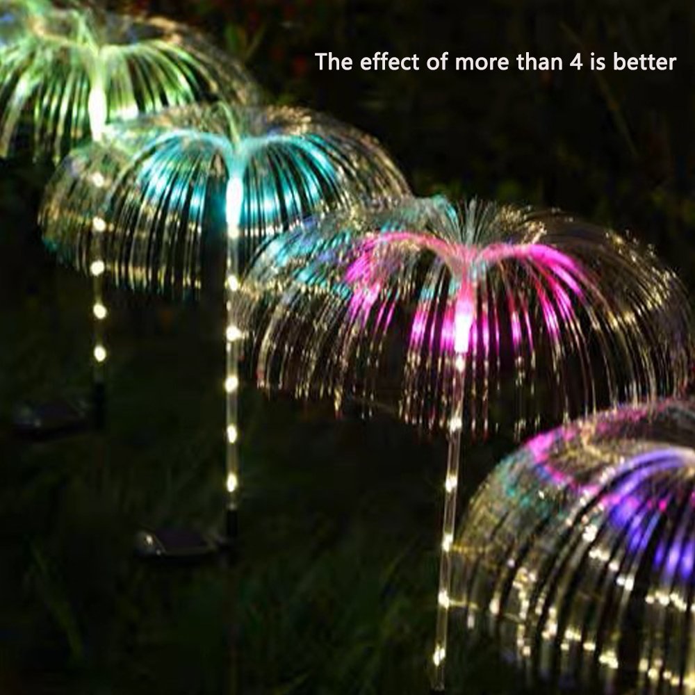 RGB Solar Fiber Optic Light Outdoor Color-changing Garden Ground Inserted Garden LED Luminous Jellyfish Light Lawn Lighting