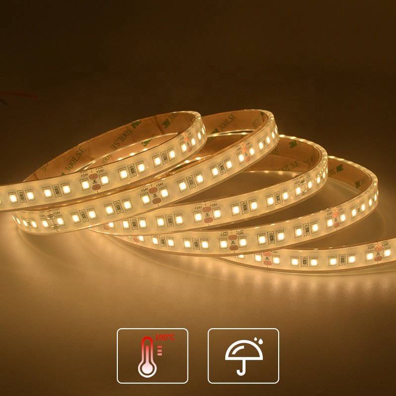 Sauna LED Strip 100 Celsius High Lumen 840LM 24V 8W SMD2835 LED Strip CRI90 IP67 10M for High Temperature Indoor 2700K 3000K