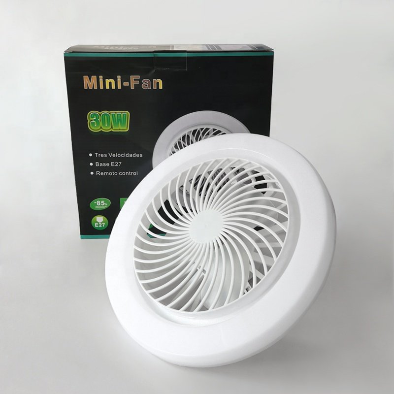 XD111 New Minifan with Remote Control E27 Screw Fan Light LED White Light Dimming for Household Top Light 85-265V