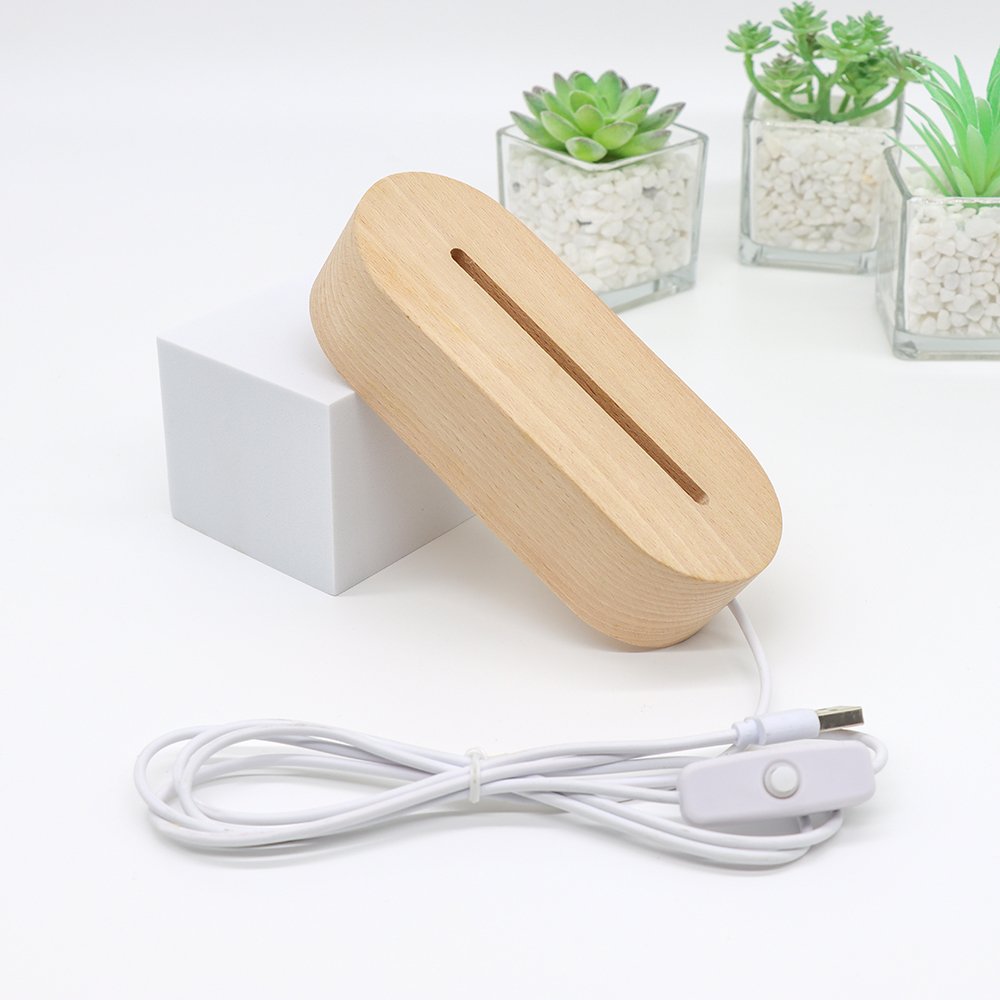 Handmade Resin Art Wood LED Light Display Base Acrylic Wooden Night Lighted Base Stand Crafts