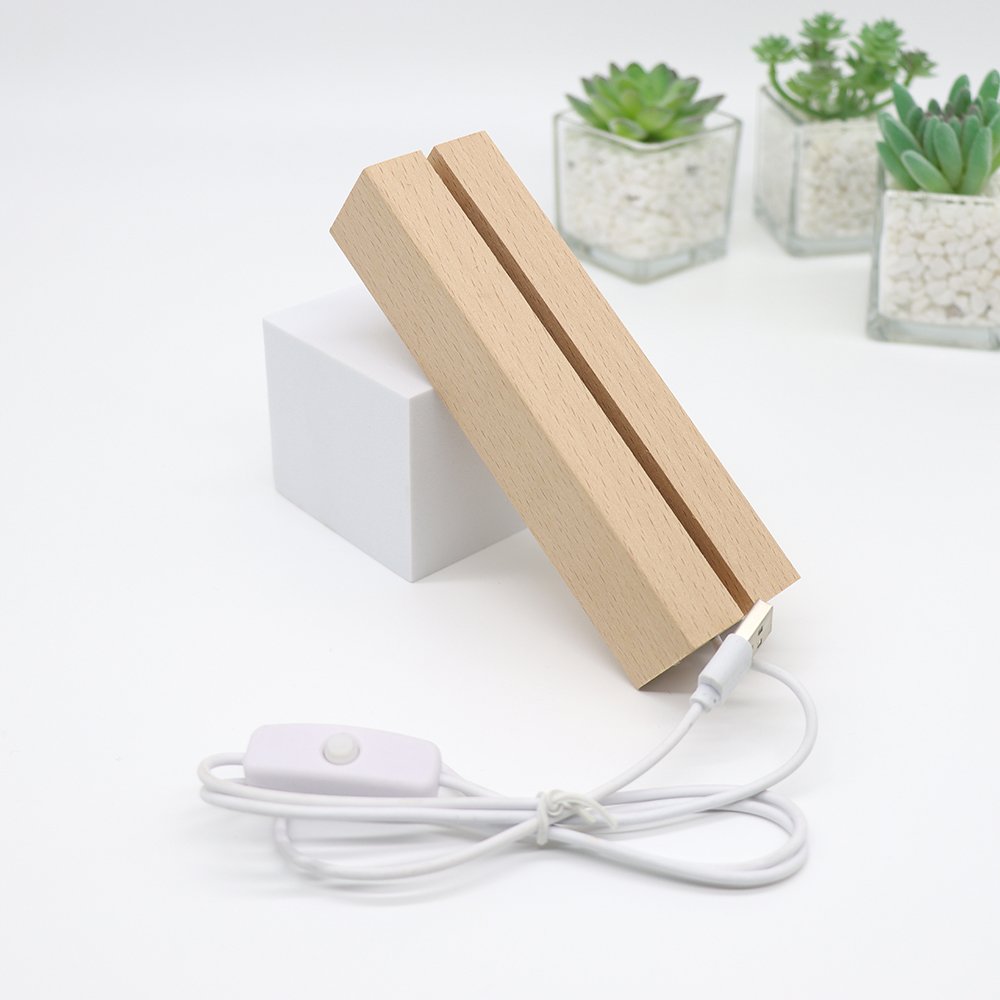Handmade Resin Art Wood LED Light Display Base Acrylic Wooden Night Lighted Base Stand Crafts