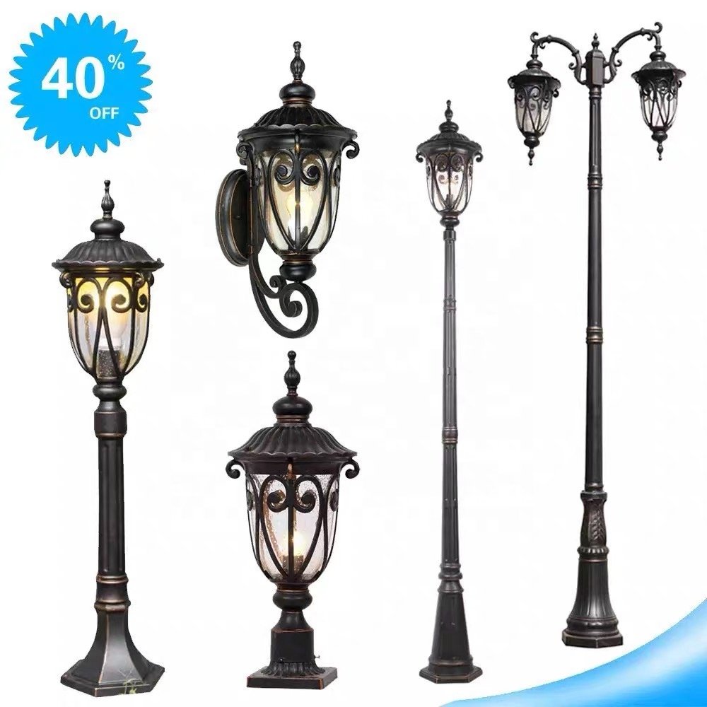Outdoor Waterproof Cast Aluminum Light Pole Decorative Lamp Garden Light Pole E 27 LED Garden Landscape Light