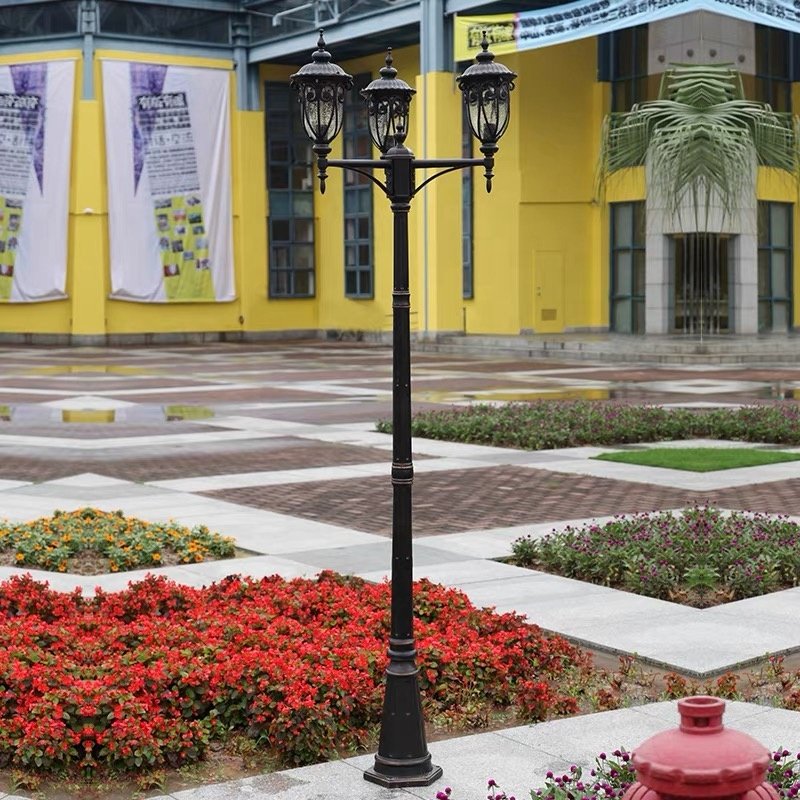 Outdoor Waterproof Cast Aluminum Light Pole Decorative Lamp Garden Light Pole E 27 LED Garden Landscape Light