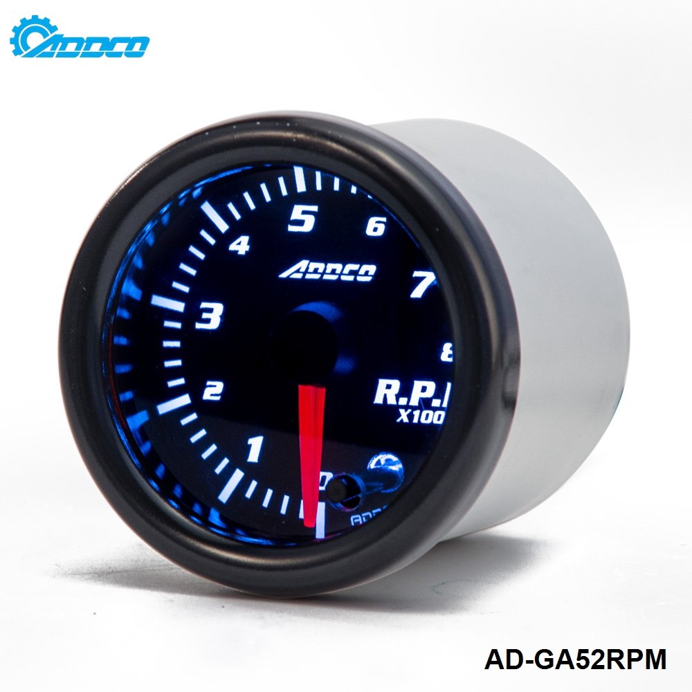 ADDCO AUTO 2" 52mm 7 Color LED Smoke Face Car Auto Tachometer Gauge Meter With Sensor Car Meter Gauge AD-GA52RPM