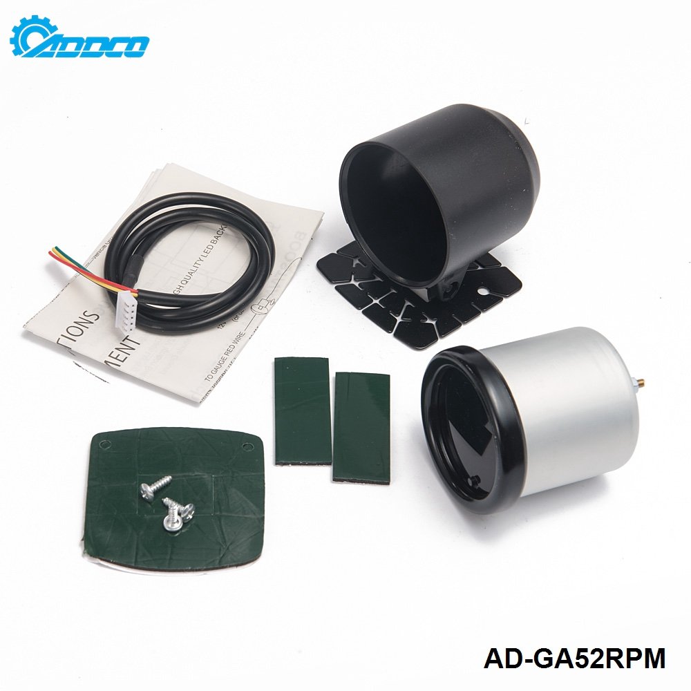 ADDCO AUTO 2" 52mm 7 Color LED Smoke Face Car Auto Tachometer Gauge Meter With Sensor Car Meter Gauge AD-GA52RPM