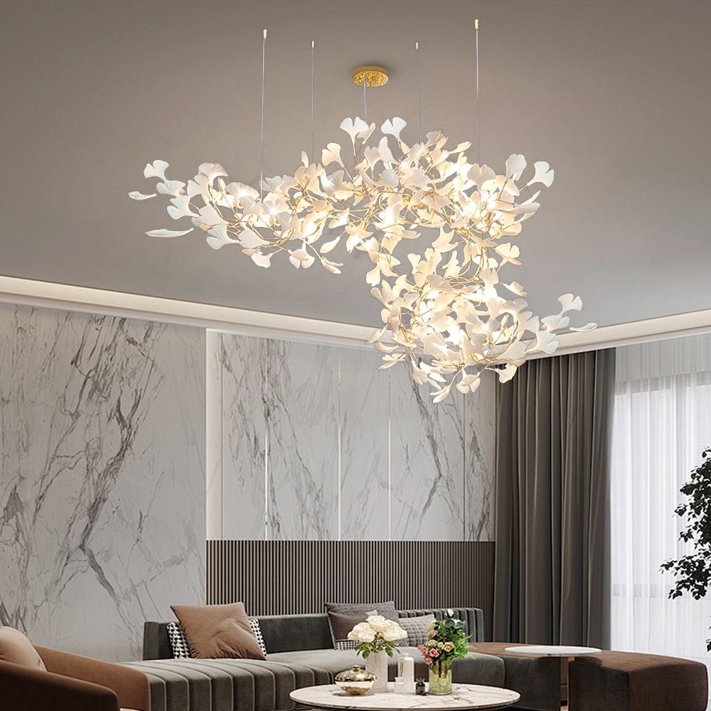 Custom Gingko Leaf Design Luxury Chandelier Lights Showroom Hotel Project Villaroom Decoration Large Foyer Chandelier