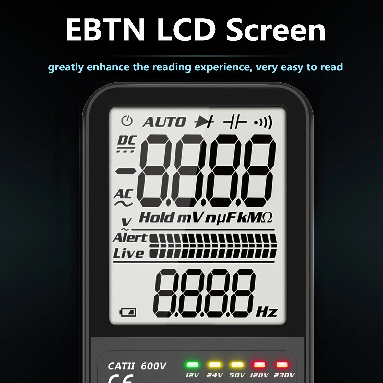 BSIDE Portable Digital Multimeter, AC Voltage Detector Ohm Frequency Capacitance Diode Multifunction Handheld Voltmeter