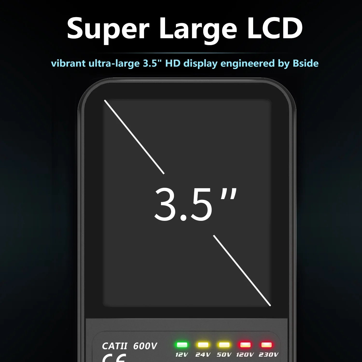 BSIDE Portable Digital Multimeter, AC Voltage Detector Ohm Frequency Capacitance Diode Multifunction Handheld Voltmeter