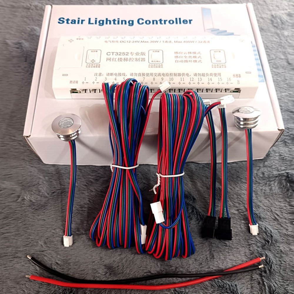 Induction Stepper Light Controller with Running Light bar Human Body Sensing Villa Ladder Controller with Chasing Light Strip