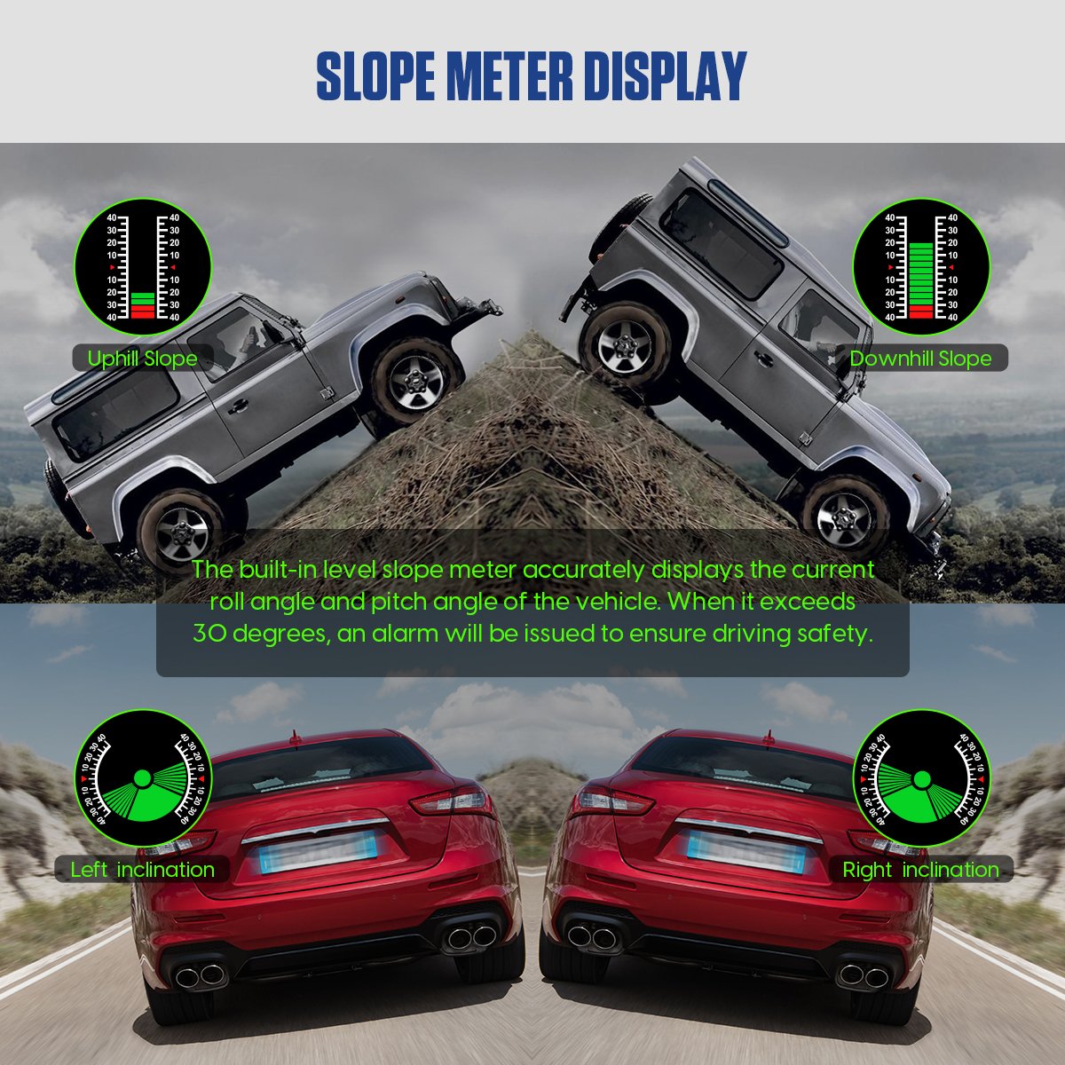 Factory M60 Car Compass Inclinometer Speedometer GPS Speed Slope Digital Tilt Meter Auto Off Road Accessories Slope Meter