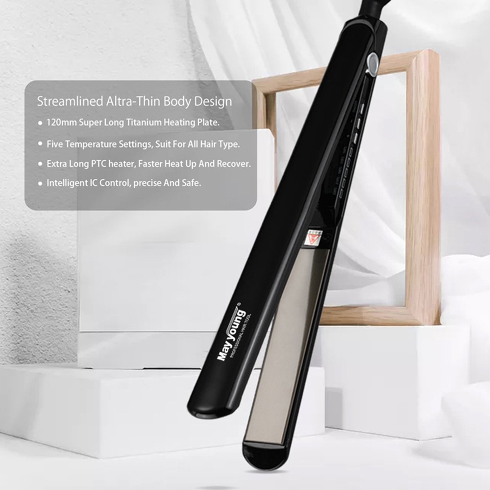 Stock 1" Professional Super Thin Body extra Long Titanium Plates Hair Straightener Hair Flat Iron