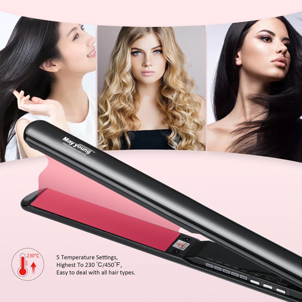 Stock 1" Professional Super Thin Body extra Long Titanium Plates Hair Straightener Hair Flat Iron
