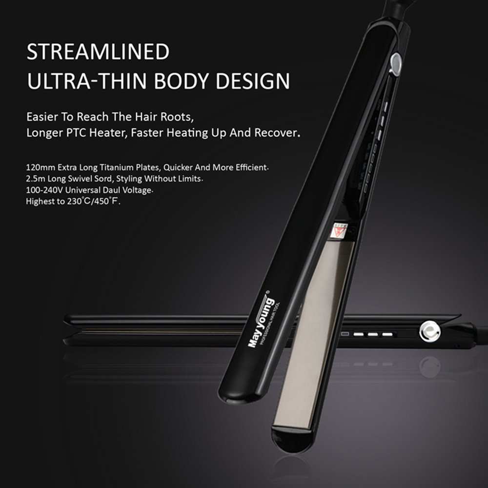 Stock 1" Professional Super Thin Body extra Long Titanium Plates Hair Straightener Hair Flat Iron