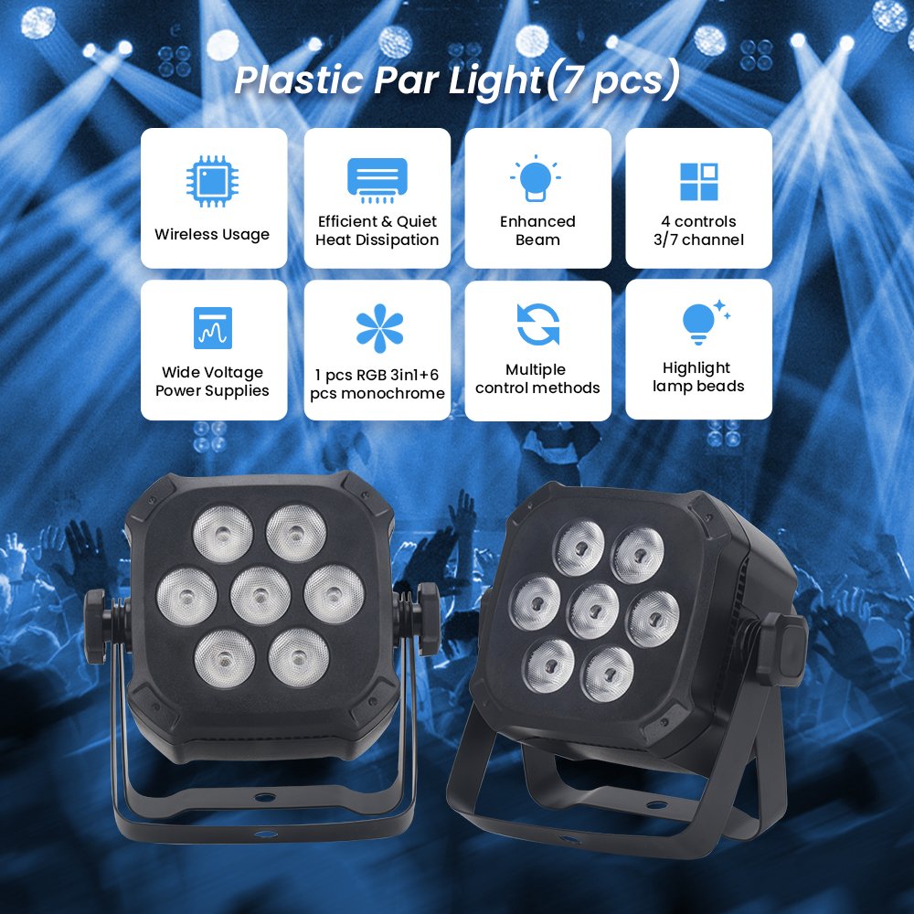7*3W RGB 3in1 Dj Lighting Wedding Par Can LED Stage Light Disco Night Club DMX Wash Par Light