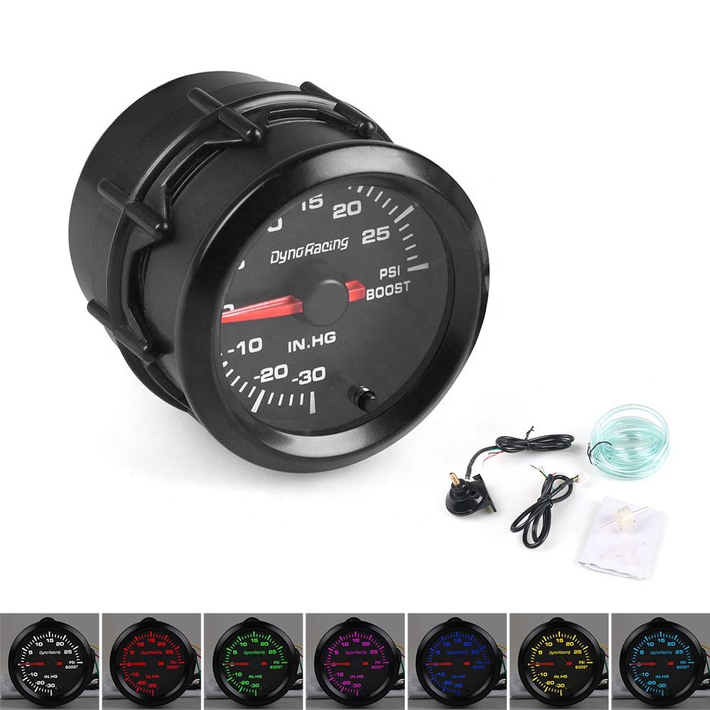 2" 52mm 7 Colors LED Car Auto PSI Turbo Boost Gauge Meter High Speed Stepper Motor With Sensor Car Meter BX101488