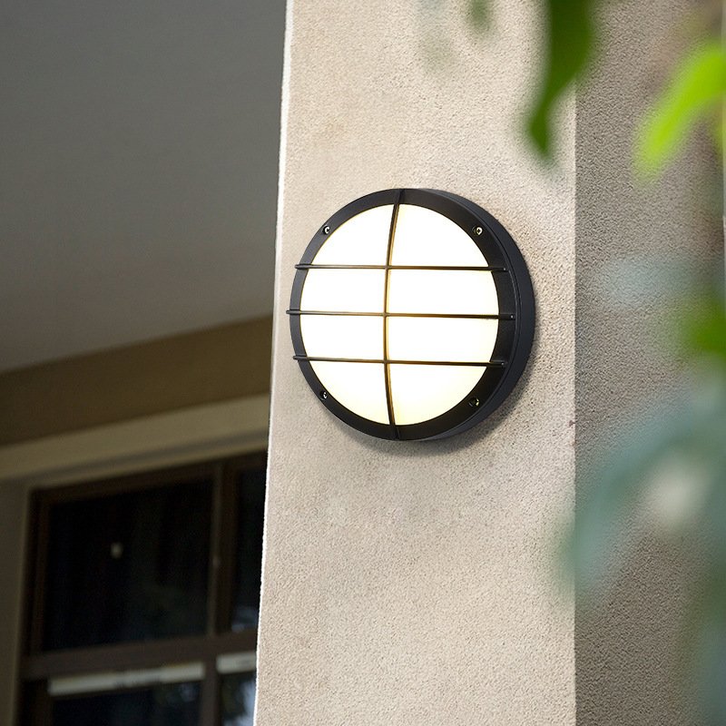 IP65 Waterproof Aluminum Shell Circular Wall Sconce Lights Outdoor Wall Ceiling Surface Mounted Fittings Led Bulkhead Light