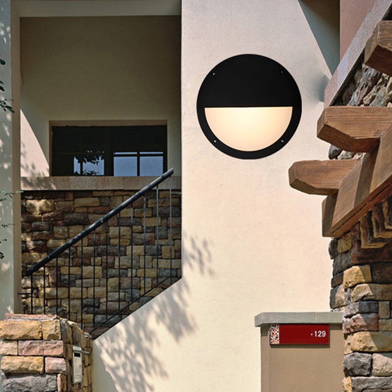 IP65 Waterproof Aluminum Shell Circular Wall Sconce Lights Outdoor Wall Ceiling Surface Mounted Fittings Led Bulkhead Light