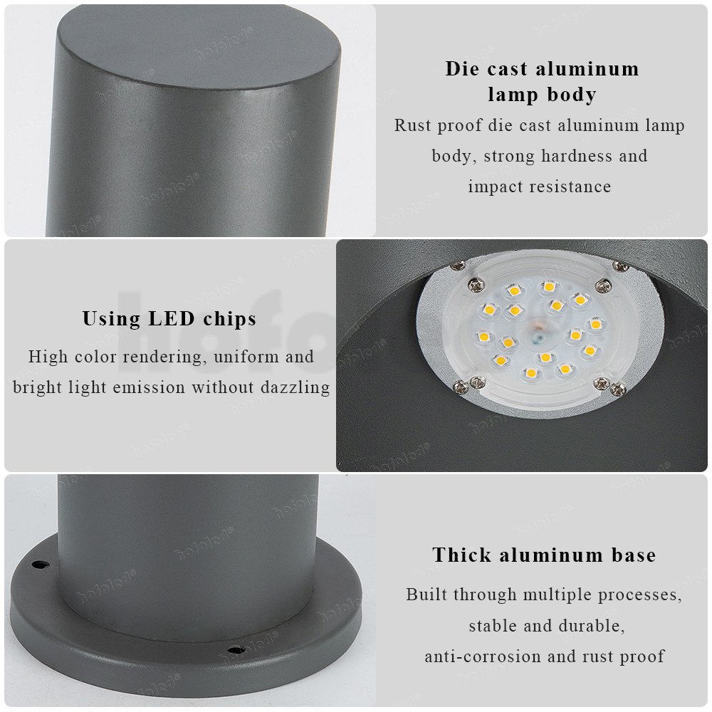 Hofoled Landscape Aluminum Cylinder Pathway Garden Lamp Waterproof Pillar Light Decorate Bollard Light Outdoor LED Lawn Light