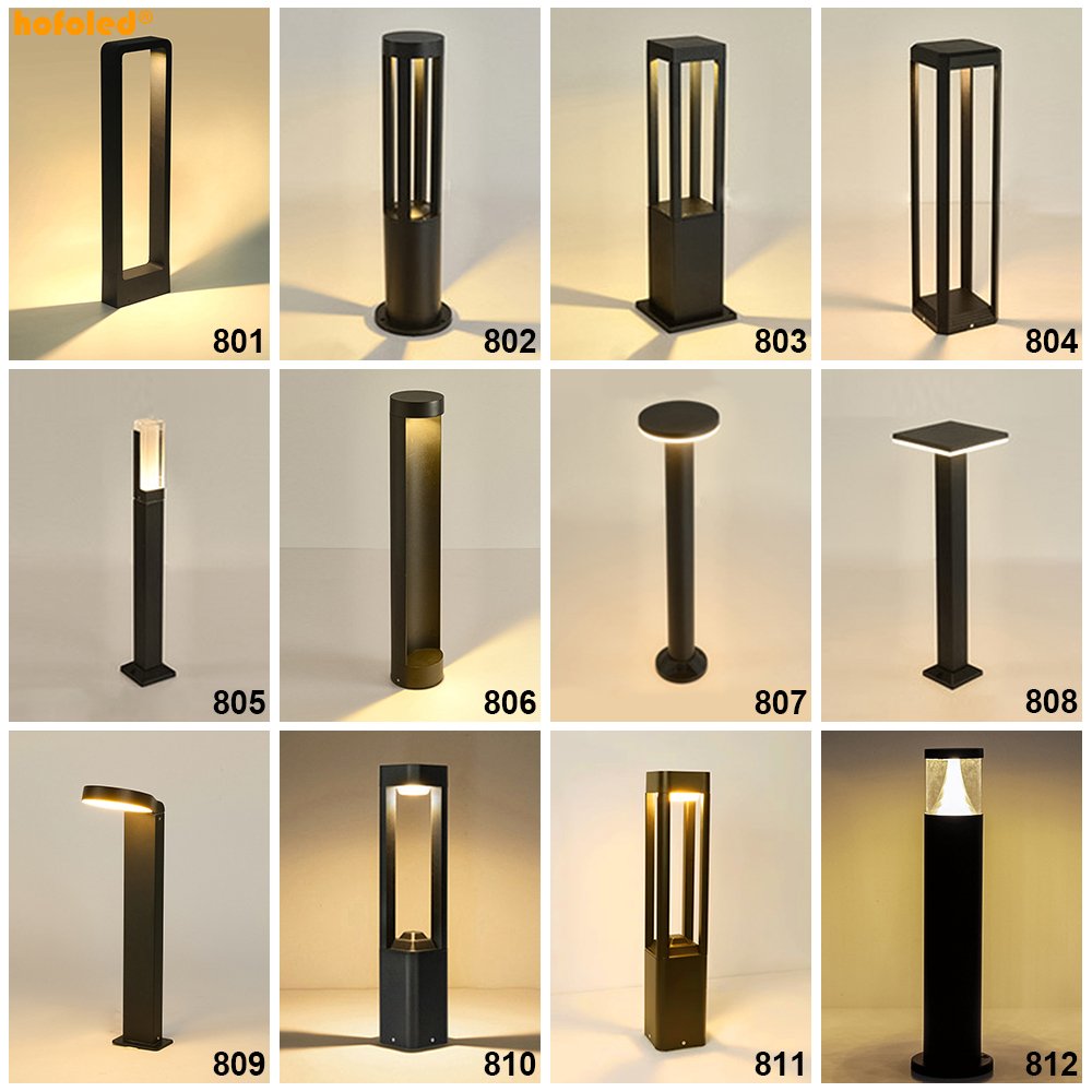 Hofoled Landscape Aluminum Cylinder Pathway Garden Lamp Waterproof Pillar Light Decorate Bollard Light Outdoor LED Lawn Light