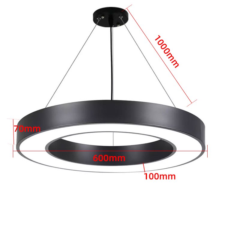 Modern Circle Hanging Lamp Ring Lighting Commercial Linear Pendant Light Round Led Chandeliers for Gym Supermarkets