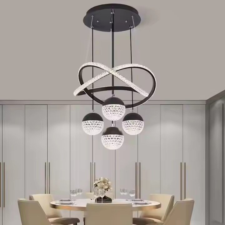 Gold Acrylic Crystal Pendant Light Livingroom Hotel Luxury Decorative Chandeliers and Hanging Lamps