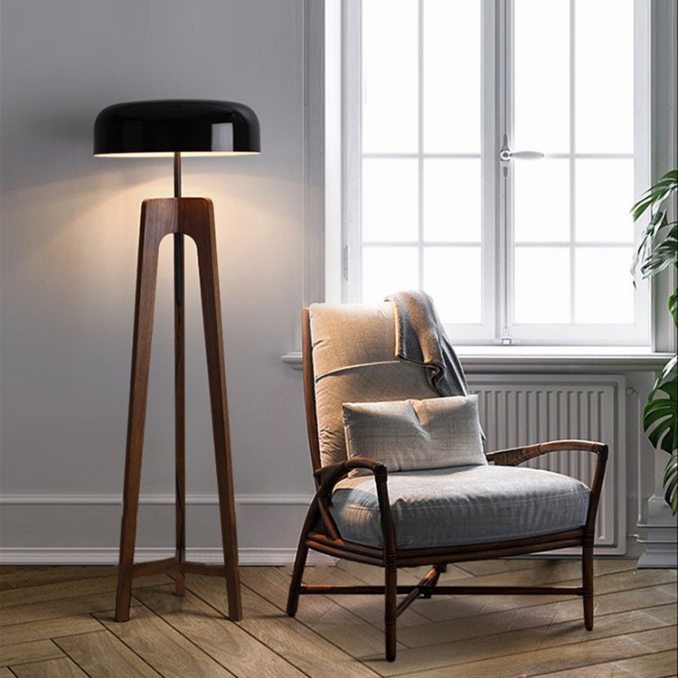 Wooden Floor Lamp LED Three Color Dimming Living Room Sofa Dining Room Bedroom Study Hotel Decoration Floor Lamp